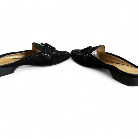 Y2K BLACK SUEDE TASSEL BCBG‎ SLIDES MULES SIZE 7. - Picture 5 of 7